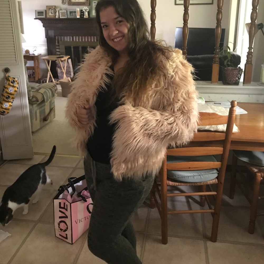 Faux fur jackets! PINK AND WHITE